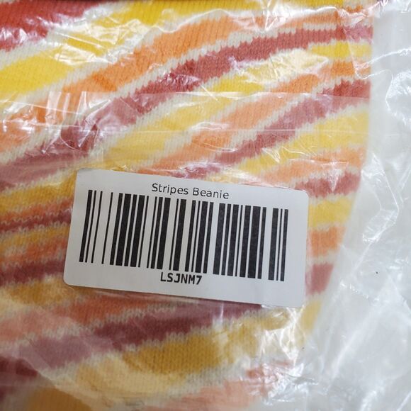 Flan Labs Stripes Beanie Hat Embroidered One Size Fits ALL 100% Cotton Knit NWT - Picture 7 of 7